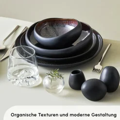 Karaca Red Carpet Collection Streamline Galactic Stoneware Geschirrset 12 Personen Schwarz, 59 Teilig Schwarz01 Best