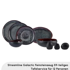 Karaca Red Carpet Collection Streamline Galactic Stoneware Geschirrset 12 Personen Schwarz, 59 Teilig Schwarz01 Best