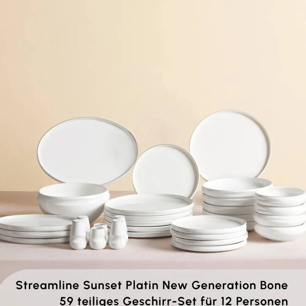 Karaca Red Carpet Collection Streamline Sunset Platinum 59-teiliges Geschirr für 12 Personen Platın Discount