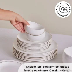 Karaca Red Carpet Collection Streamline New Hole Geschirrset, 59 Teilig, New Generation Bone Gold Best