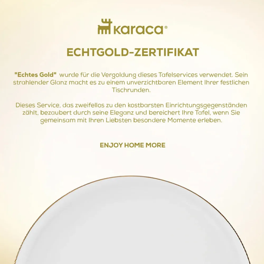 Karaca Red Carpet Collection Streamline New Hole Geschirrset, 59 Teilig, New Generation Bone Gold Best