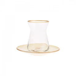Karaca Retro Beige Teeservice für 6 Personen Rot02 Outlet