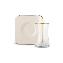 Karaca Retro Creme 6 Personen Platz Teetasse Set, 12 Teilig Creme01 Hot