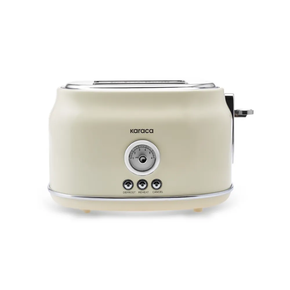 Karaca Retro Cremefarbenes Toaster Creme01 New