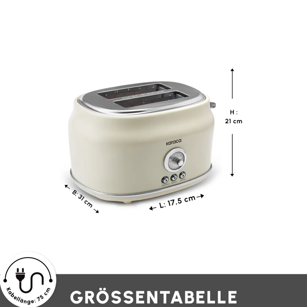 Karaca Retro Cremefarbenes Toaster Creme01 New