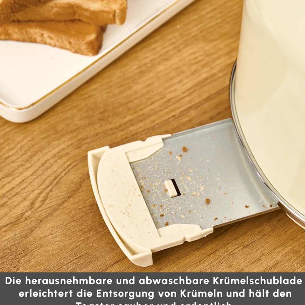 Karaca Retro Cremefarbenes Toaster Creme01 New