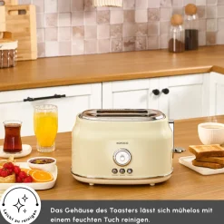 Karaca Retro Cremefarbenes Toaster Creme01 New