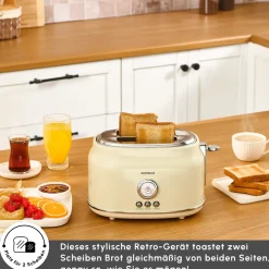 Karaca Retro Cremefarbenes Toaster Creme01 New