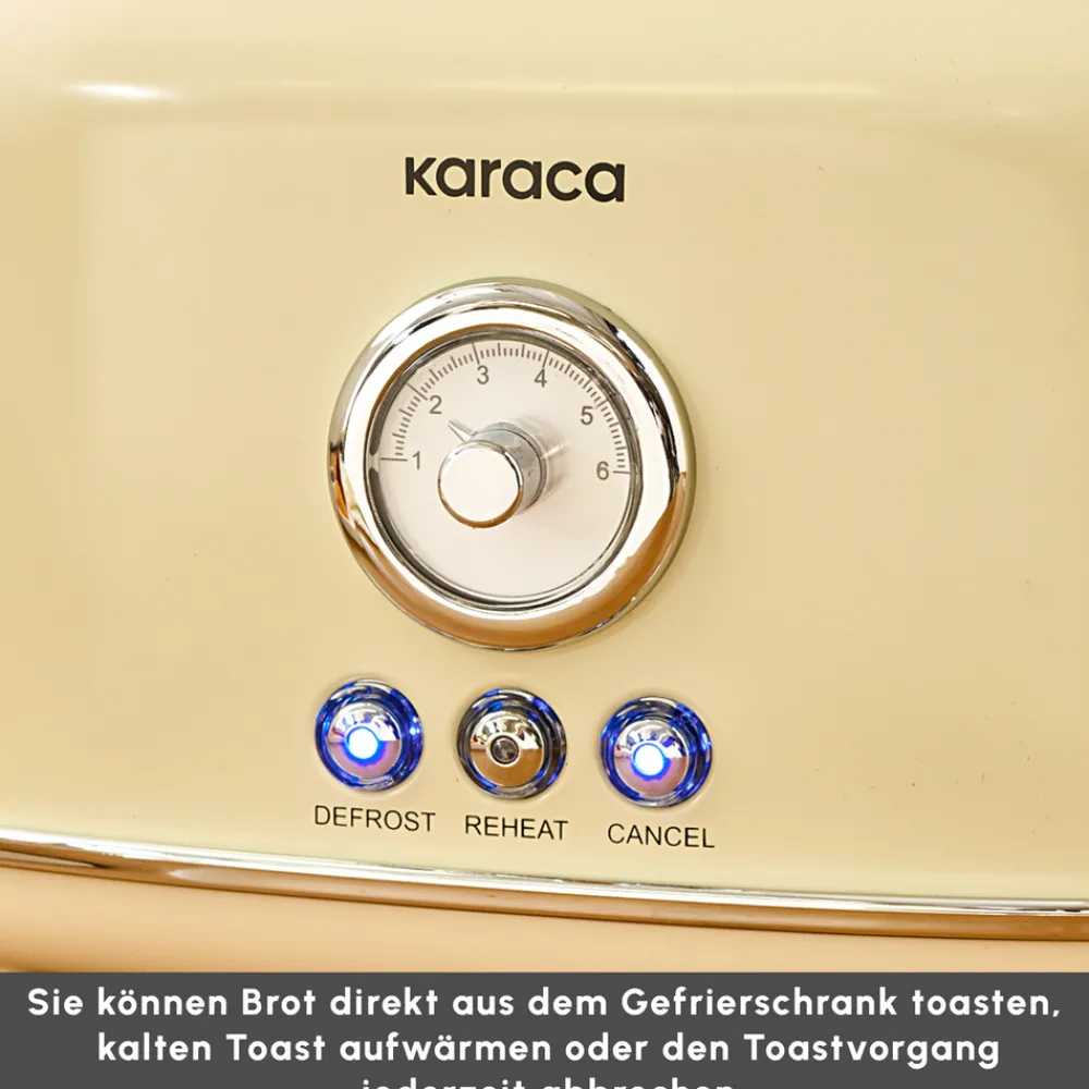 Karaca Retro Cremefarbenes Toaster Creme01 New