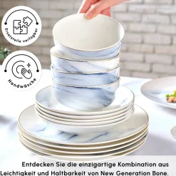 Karaca Ria New 39-teilig Geschirrset für 12 Personen, Grau Best