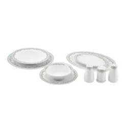 Karaca Rocco 56 Teilig New Generation Bone Geschirrset für 12 Personen Blau01 Sale