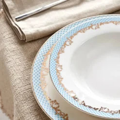 Karaca Rocco 56 Teilig New Generation Bone Geschirrset für 12 Personen Blau01 Sale