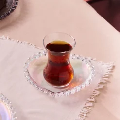 Karaca Rory 12-teiliges Glas Türkisches Teeset für 6 Personen, 14 cm Renksiz Hot