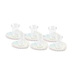 Karaca Rory 12-teiliges Glas Türkisches Teeset für 6 Personen, 14 cm Renksiz Hot