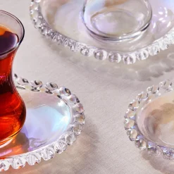 Karaca Rory 12-teiliges Glas Türkisches Teeset für 6 Personen, 14 cm Renksiz Hot