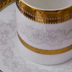 Karaca Royal Bone Charlotte Kaffeetassenset für 6 Personen, 90 ml Weıß Gold Discount