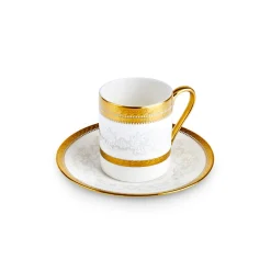 Karaca Royal Bone Charlotte Kaffeetassenset für 6 Personen, 90 ml Weıß Gold Discount
