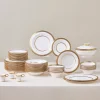 Karaca Royal Bone China Charlotte 55-teiliges Tafelservice für 12 Personen, Gold Hot
