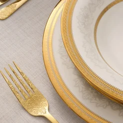 Karaca Royal Bone China Charlotte 55-teiliges Tafelservice für 12 Personen, Gold Hot