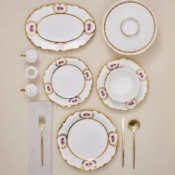 Karaca Royal Bone China Elizabeth 55-teiliges Tafelservice für 12 Personen, Gold Clearance