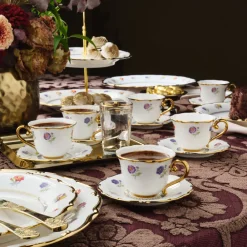 Karaca Royal Bone Diana Kaffeetassenset für 6 Personen, 90 ml Weıß Gold Clearance