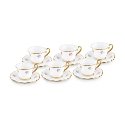 Karaca Royal Bone Diana Kaffeetassenset für 6 Personen, 90 ml Weıß Gold Clearance