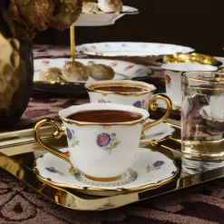 Karaca Royal Bone Diana Kaffeetassenset für 6 Personen, 90 ml Weıß Gold Clearance