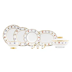 Karaca Royal Bone Diana 55-teiliges 12-Personen-Geschirrset Gold New