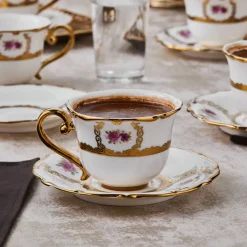 Karaca Royal Bone Elizabeth Kaffeetassenset für 6 Personen, 90 ml Multıfarben Outlet
