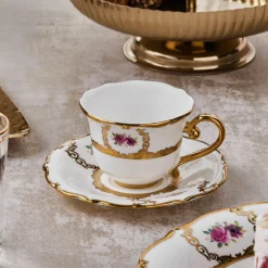 Karaca Royal Bone Elizabeth Kaffeetassenset für 6 Personen, 90 ml Multıfarben Outlet