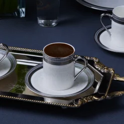 Karaca Royal Bone Kate Kaffeetassenset für 6 Personen, 90 ml Multıfarben Clearance