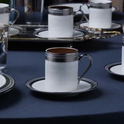 Karaca Royal Bone Kate Kaffeetassenset für 6 Personen, 90 ml Multıfarben Clearance