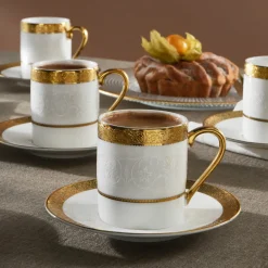 Karaca Royal Bone Victoria Kaffeetassenset für 6 Personen, 90 ml Multıfarben Outlet