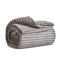 Karaca Ruby Stripe Wellsoft Einzel Decke, Grau Grau02 New