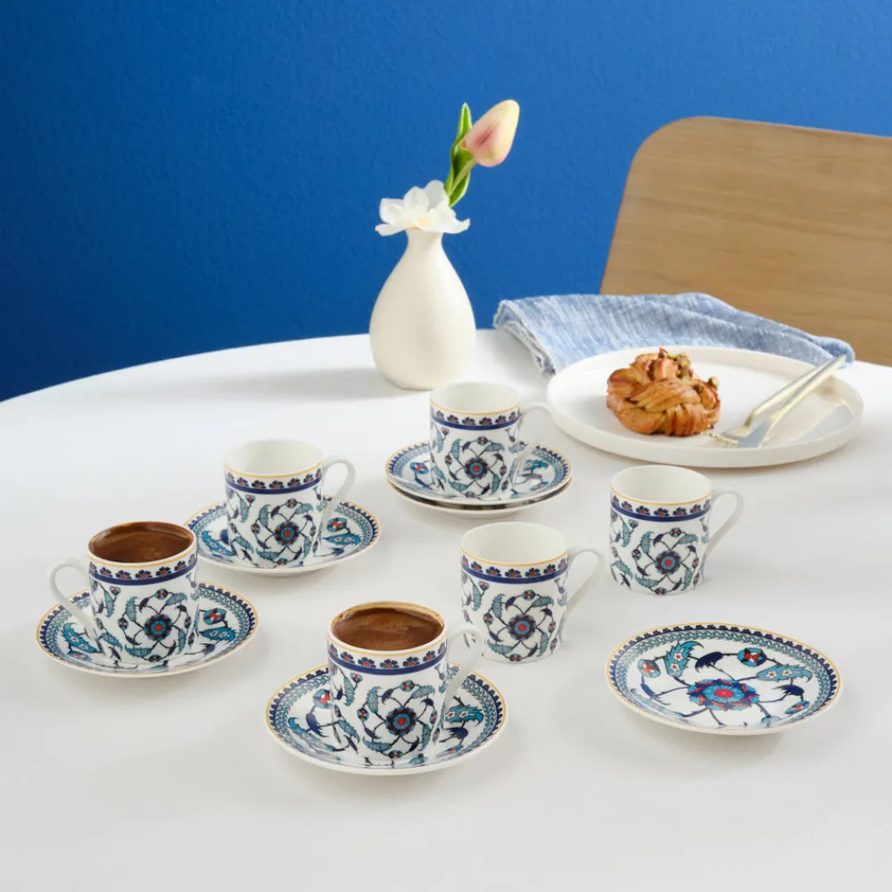 Karaca Rumi Kaffeetassenset für 6 Personen, 80 ml Multıfarben Sale