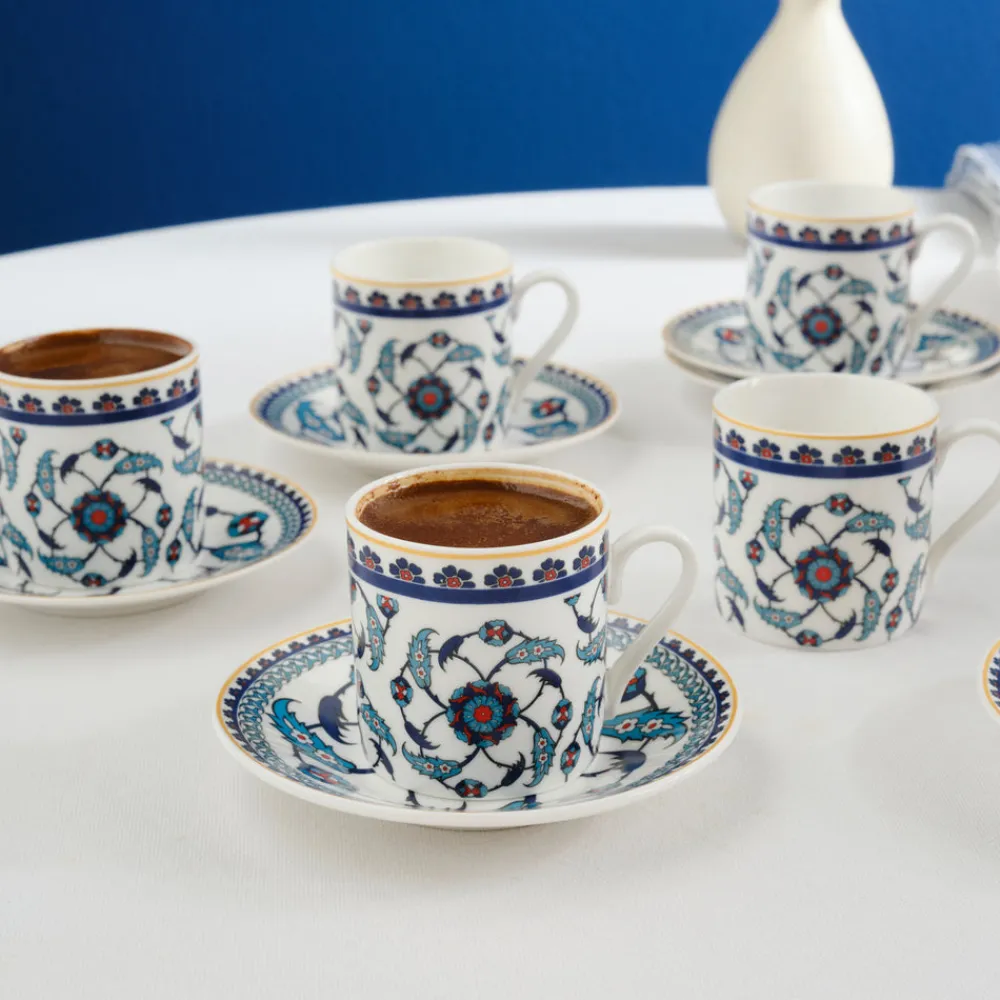 Karaca Rumi Kaffeetassenset für 6 Personen, 80 ml Multıfarben Sale