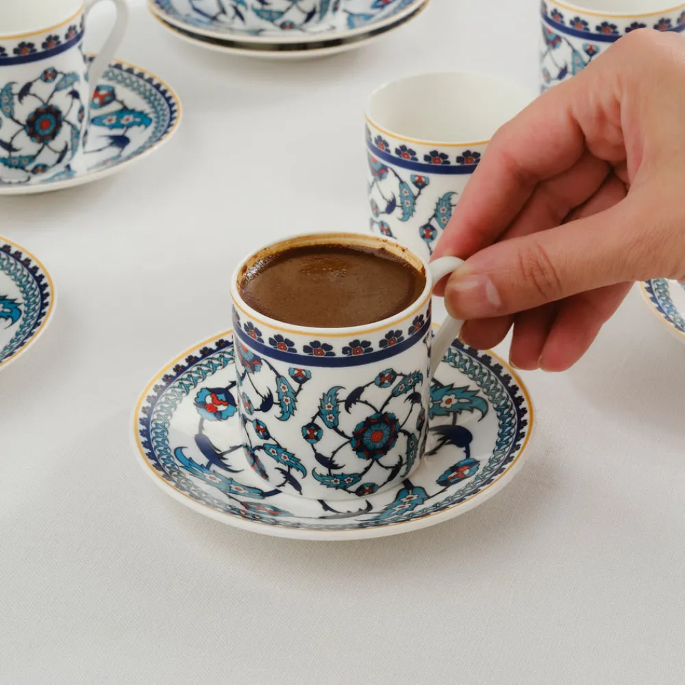 Karaca Rumi Kaffeetassenset für 6 Personen, 80 ml Multıfarben Sale
