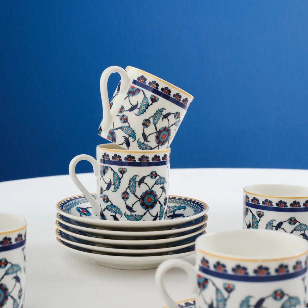 Karaca Rumi Kaffeetassenset für 6 Personen, 80 ml Multıfarben Sale
