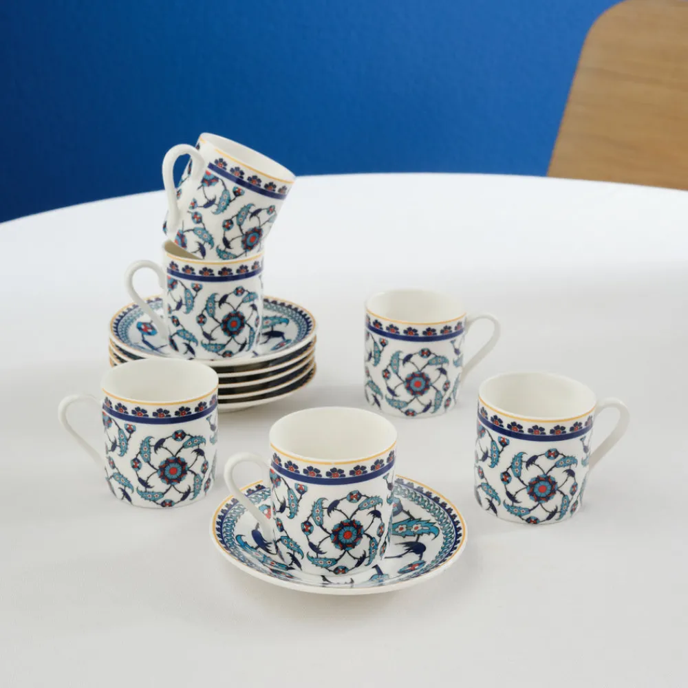 Karaca Rumi Kaffeetassenset für 6 Personen, 80 ml Multıfarben Sale