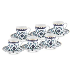 Karaca Rumi Kaffeetassenset für 6 Personen, 80 ml Multıfarben Sale