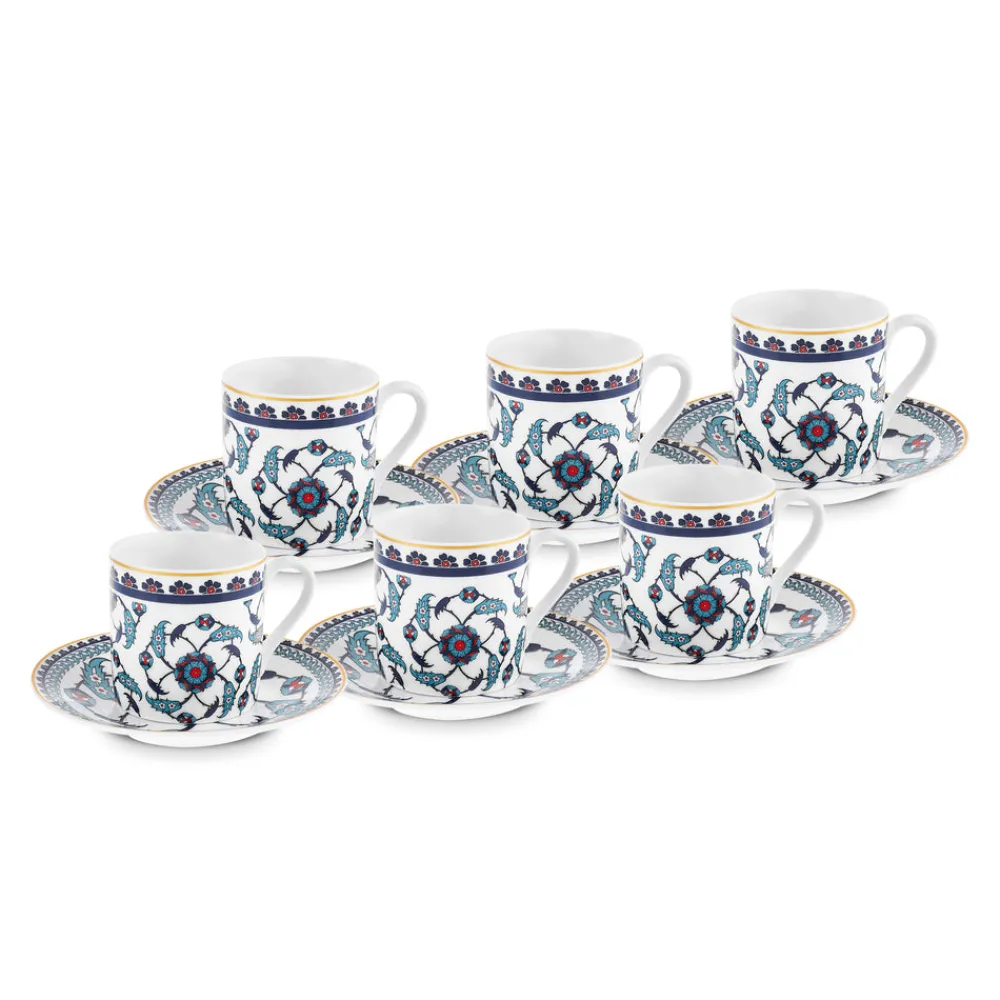 Karaca Rumi Kaffeetassenset für 6 Personen, 80 ml Multıfarben Sale