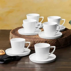 Karaca Salvare für 6 Personen Teetasse und Untertasse Set, 12 Teilig, New Generation Bone, 260 ml, Weiß Weıß01 Clearance