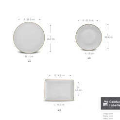Karaca Santo für 6 Personen Geschirrset 18 Teilig, New Generation Bone, Weiß Gold Sale