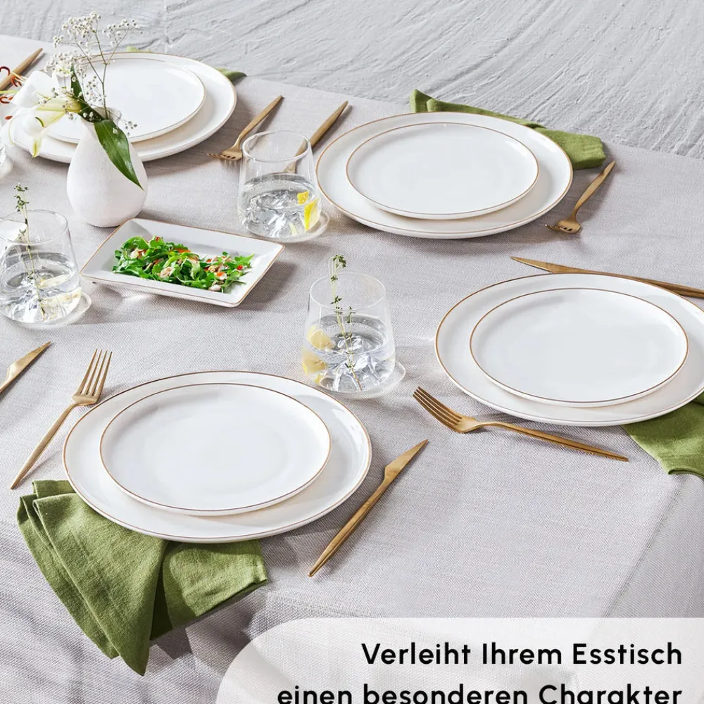 Karaca Santo für 6 Personen Geschirrset 18 Teilig, New Generation Bone, Weiß Gold Sale