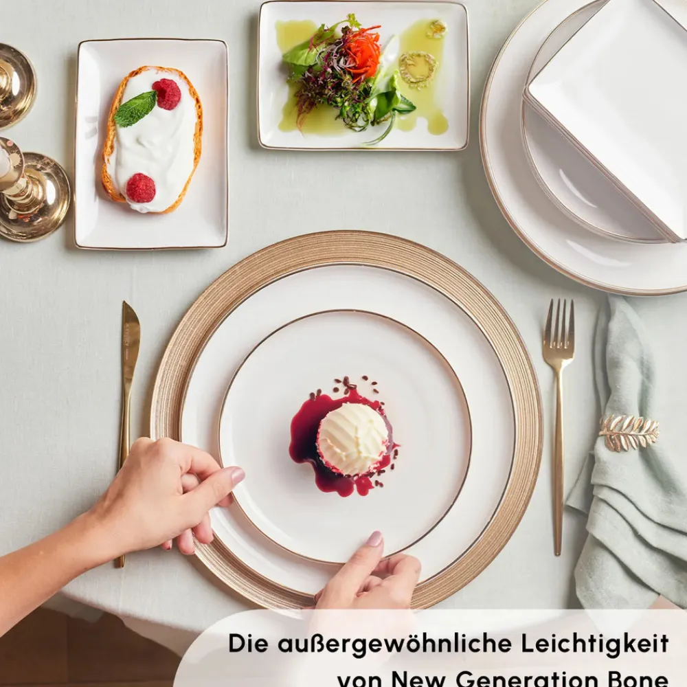 Karaca Santo für 6 Personen Geschirrset 18 Teilig, New Generation Bone, Weiß Gold Sale