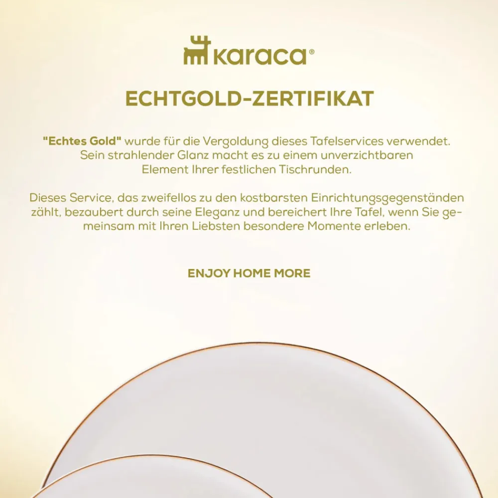 Karaca Santo für 6 Personen Geschirrset 18 Teilig, New Generation Bone, Weiß Gold Sale