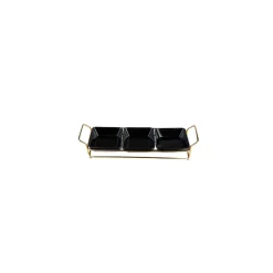 Karaca Sarah 3er Servierschalen- Set, Gold- Schwarz Schwarz01 New