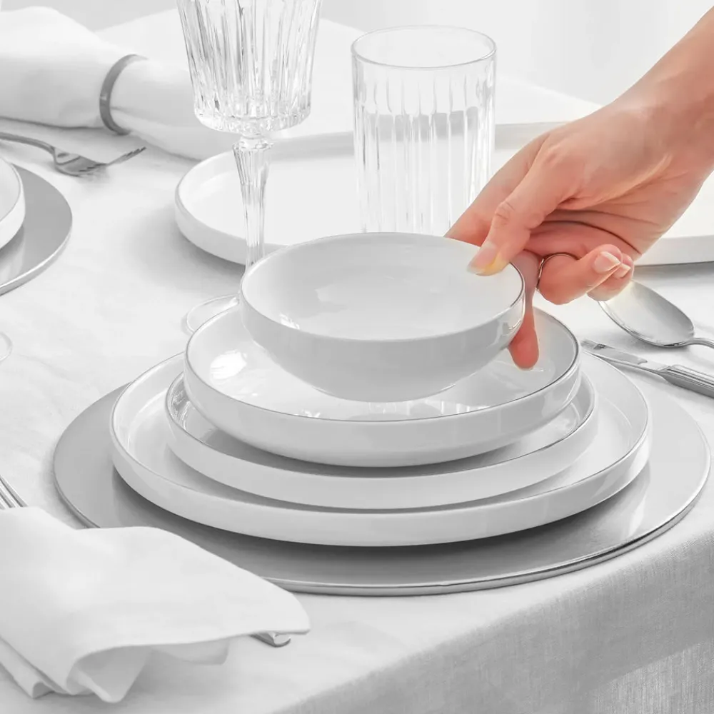 Karaca Satürn Streamline 59-teiliges Tafelservice- Set für 12 Personen Platın Best