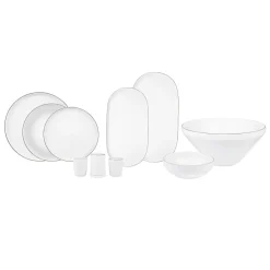 Karaca Satürn Streamline 59-teiliges Tafelservice- Set für 12 Personen Platın Best
