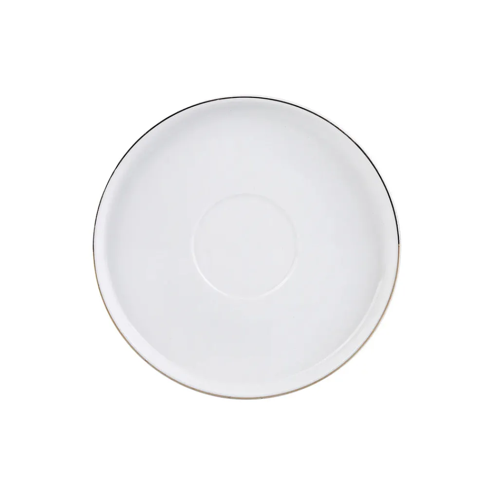 Karaca Saturn 4-teiliges Porzellan-Teetassen- und Untertassen-Set für 2 Personen, 200 ml, Gold Weiß Weıß01